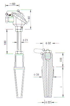 高(gao)溫(wen)高(gao)壓熱(re)電偶(ou)（熱電阻(zu)）産(chan)品(pin)結(jie)構圖(tu)