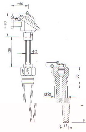 低溫低壓熱(re)電(dian)偶(ou)（熱(re)電阻）産品結構圖